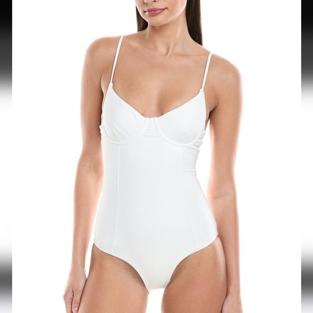 NWOT WOMEN'S ONIA Chelsea RIBBED One Piece WHITE BATHING SWIM SUIT $175 SZ S